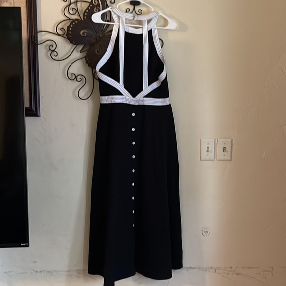 MAEVE by Anthropologie Open Back button down midi black and white size 14 - Picture 3 of 7